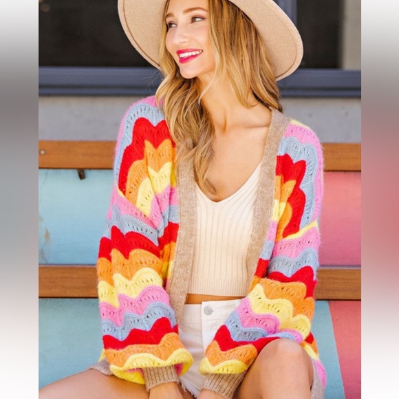 Multicolored Stripe Knit Cardigan - Picture 6 of 7